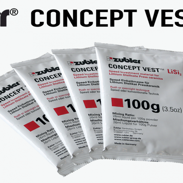 ConceptVest ™ ZUBLER Es un material de investimento especialmente desarrollado para el procesamiento de cerámica inyectada de Disilicato de Litio